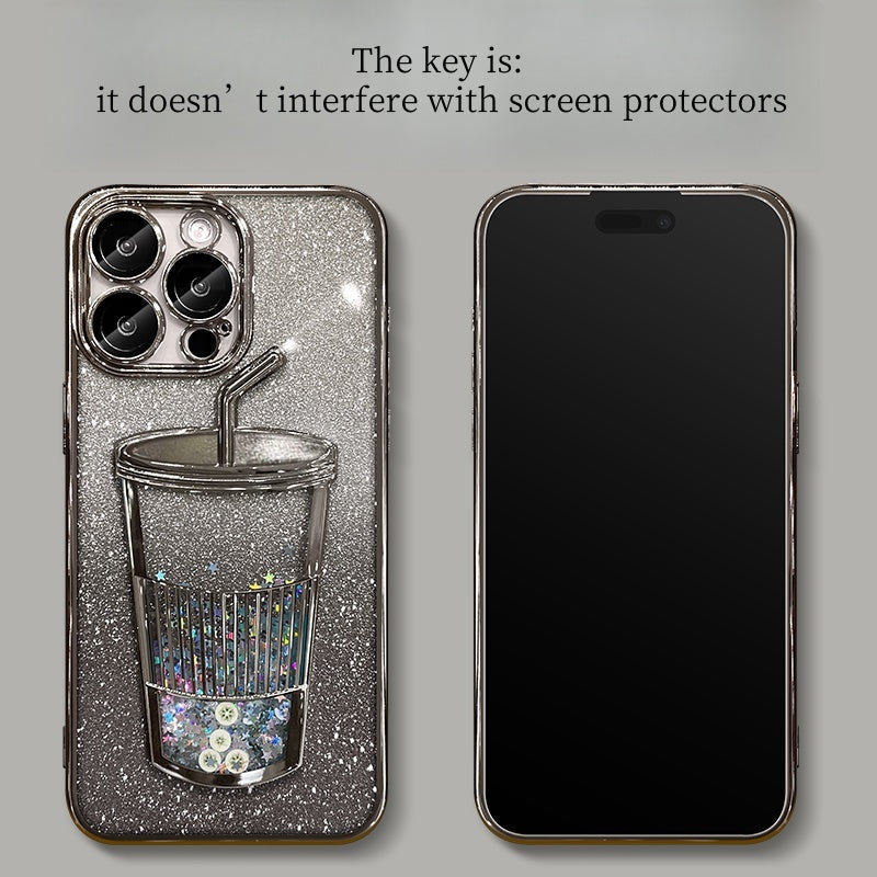 Glitzer-Treibsand-Milchtee-Tassen-Handyhülle für das iPhone