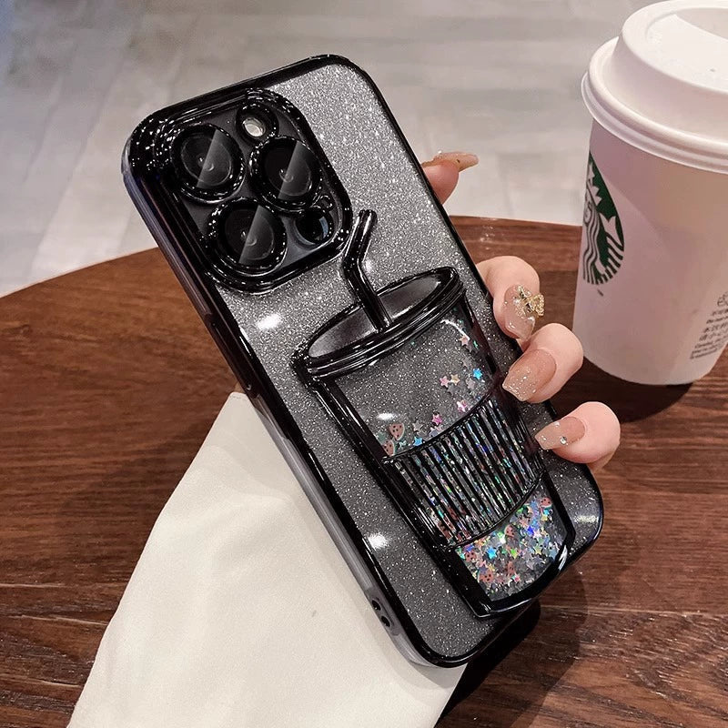 Glitzer-Treibsand-Milchtee-Tassen-Handyhülle für das iPhone