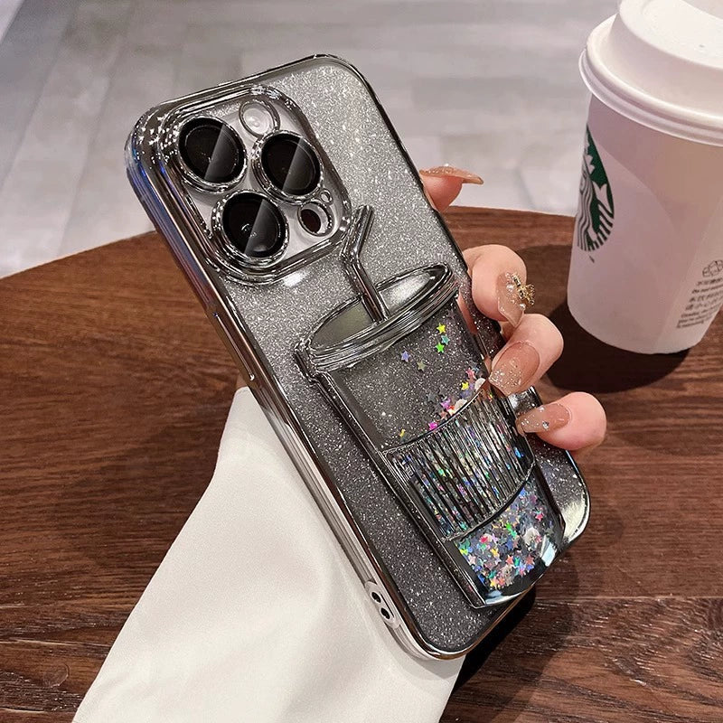 Glitzer-Treibsand-Milchtee-Tassen-Handyhülle für das iPhone