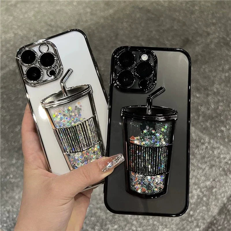 Glitzer-Treibsand-Milchtee-Tassen-Handyhülle für das iPhone