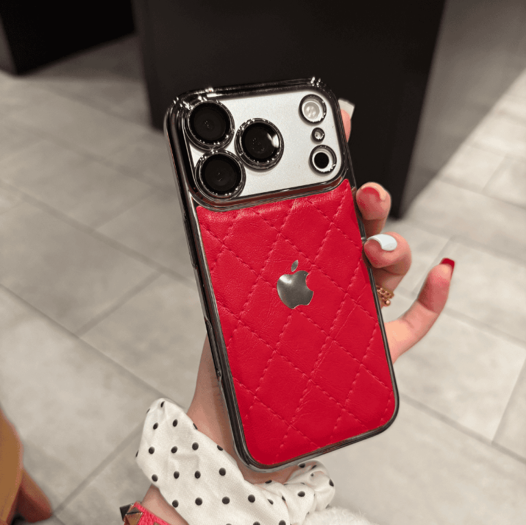 Handyhülle aus Leder im Chanel-Stil mit Diamanten für die iPhone-Serie