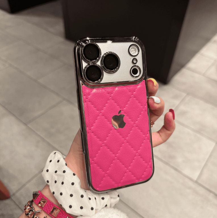 Handyhülle aus Leder im Chanel-Stil mit Diamanten für die iPhone-Serie