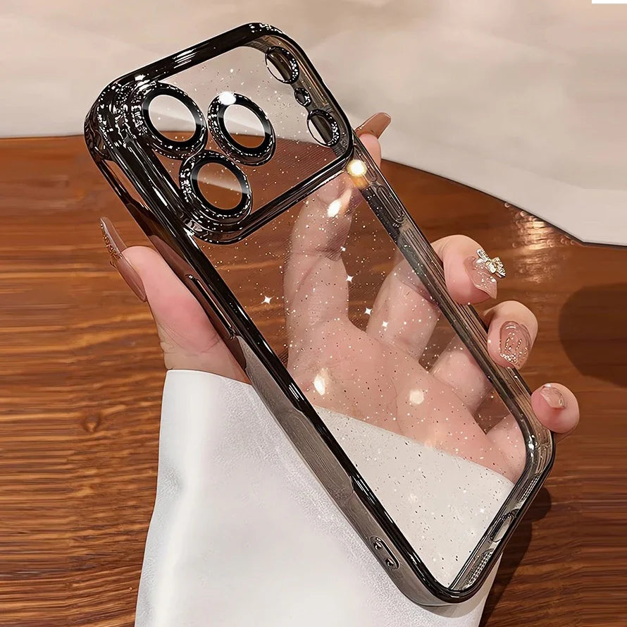 Luxury Glitter Hard Plating Clear Case for iPhone 14 15 16 17