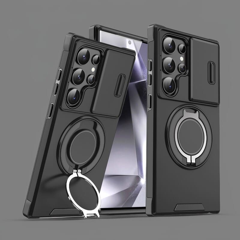 Stoßfeste magnetische Samsung-Hülle mit Kameraabdeckung & Ständer