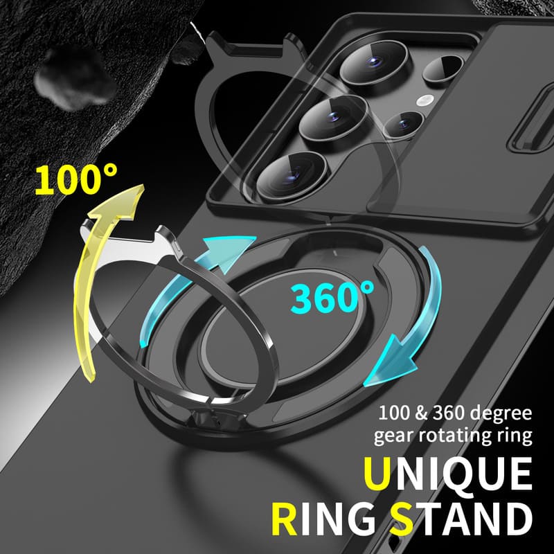 Stoßfeste magnetische Samsung-Hülle mit Kameraabdeckung & Ständer