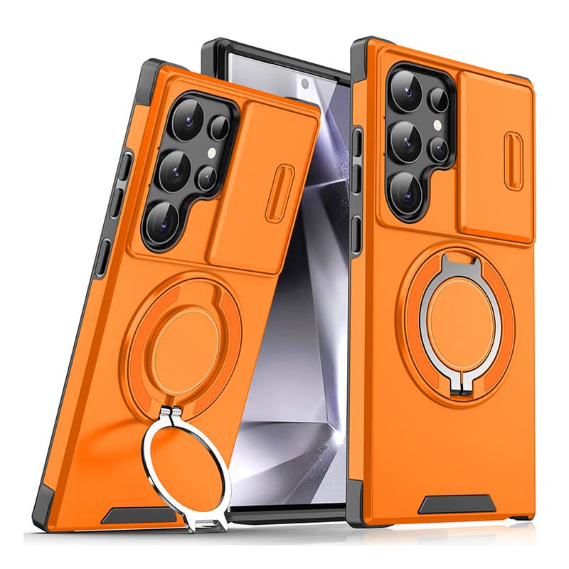 Stoßfeste magnetische Samsung-Hülle mit Kameraabdeckung & Ständer