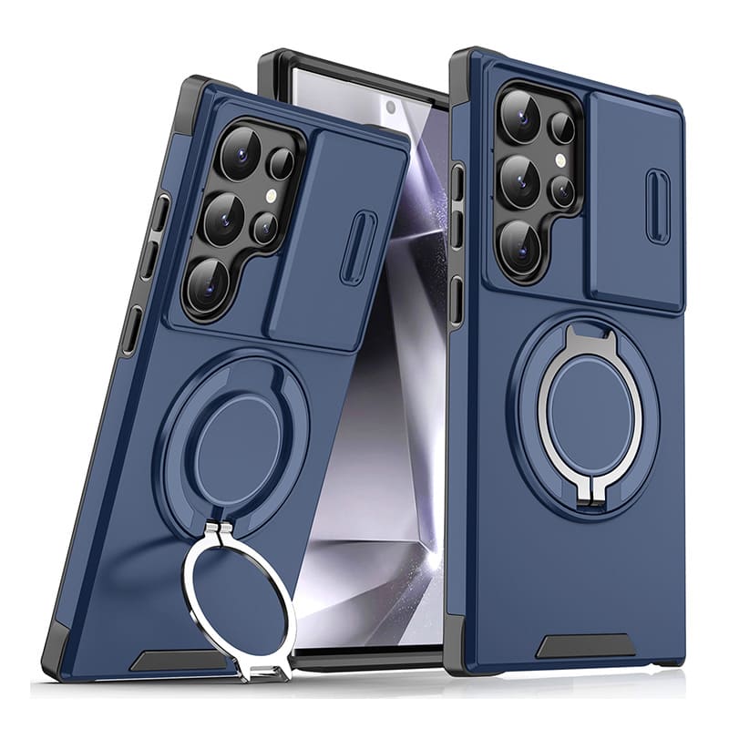 Stoßfeste magnetische Samsung-Hülle mit Kameraabdeckung & Ständer