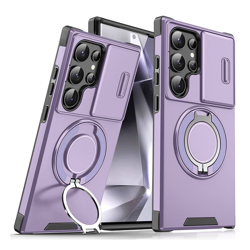 Stoßfeste magnetische Samsung-Hülle mit Kameraabdeckung & Ständer