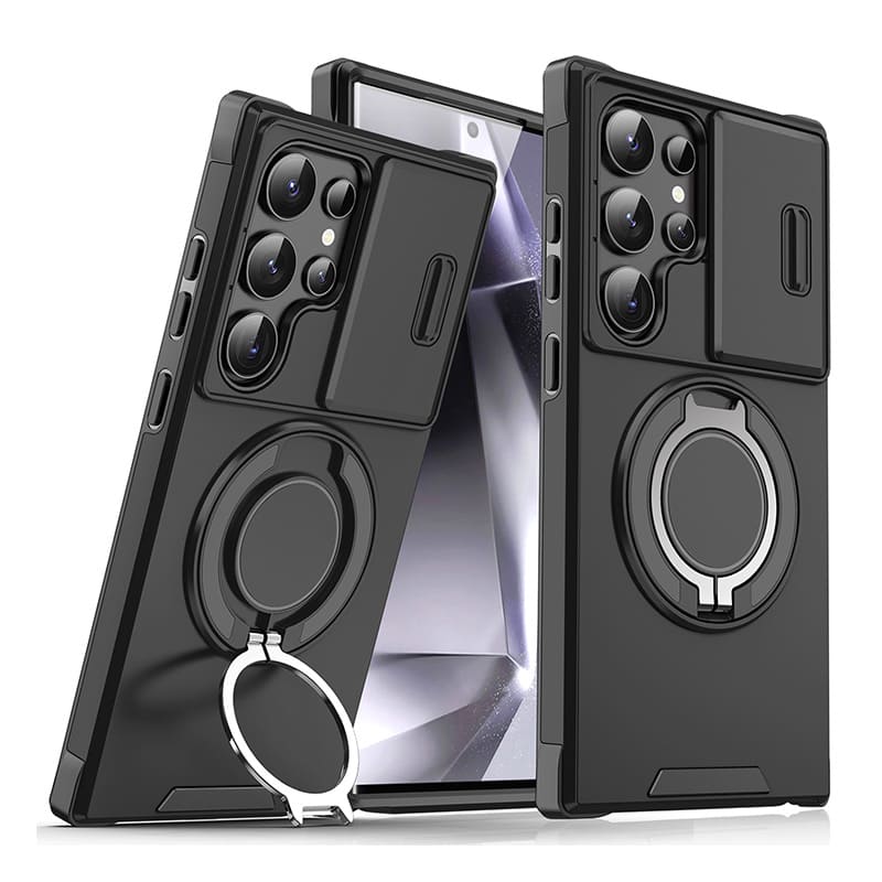 Stoßfeste magnetische Samsung-Hülle mit Kameraabdeckung & Ständer
