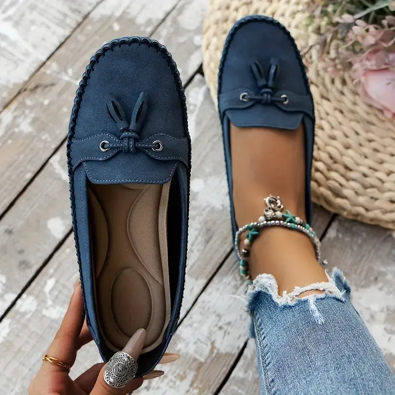 Bequeme, weiche Loafers für Damen im Vintage-Stil mit Schleife