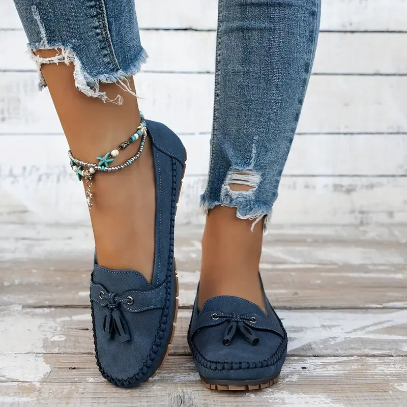 Bequeme, weiche Loafers für Damen im Vintage-Stil mit Schleife