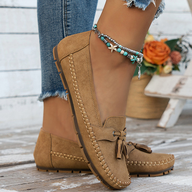 Bequeme, weiche Loafers für Damen im Vintage-Stil mit Schleife