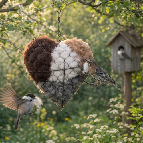 🕊️ Handgemachtes Vogelnest-Herz aus Alpaka-Fasern
