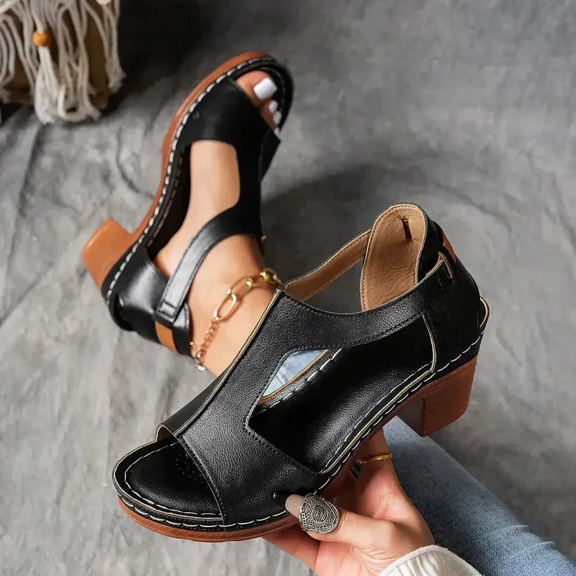 Women’s Chunky Heel Cutout Sandals