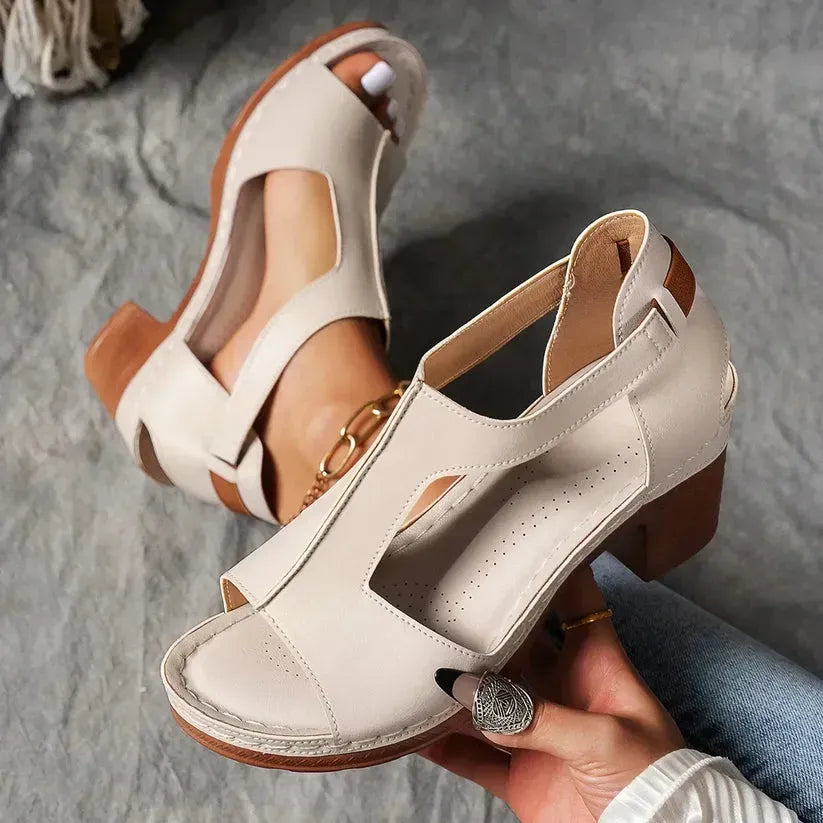 Women’s Chunky Heel Cutout Sandals