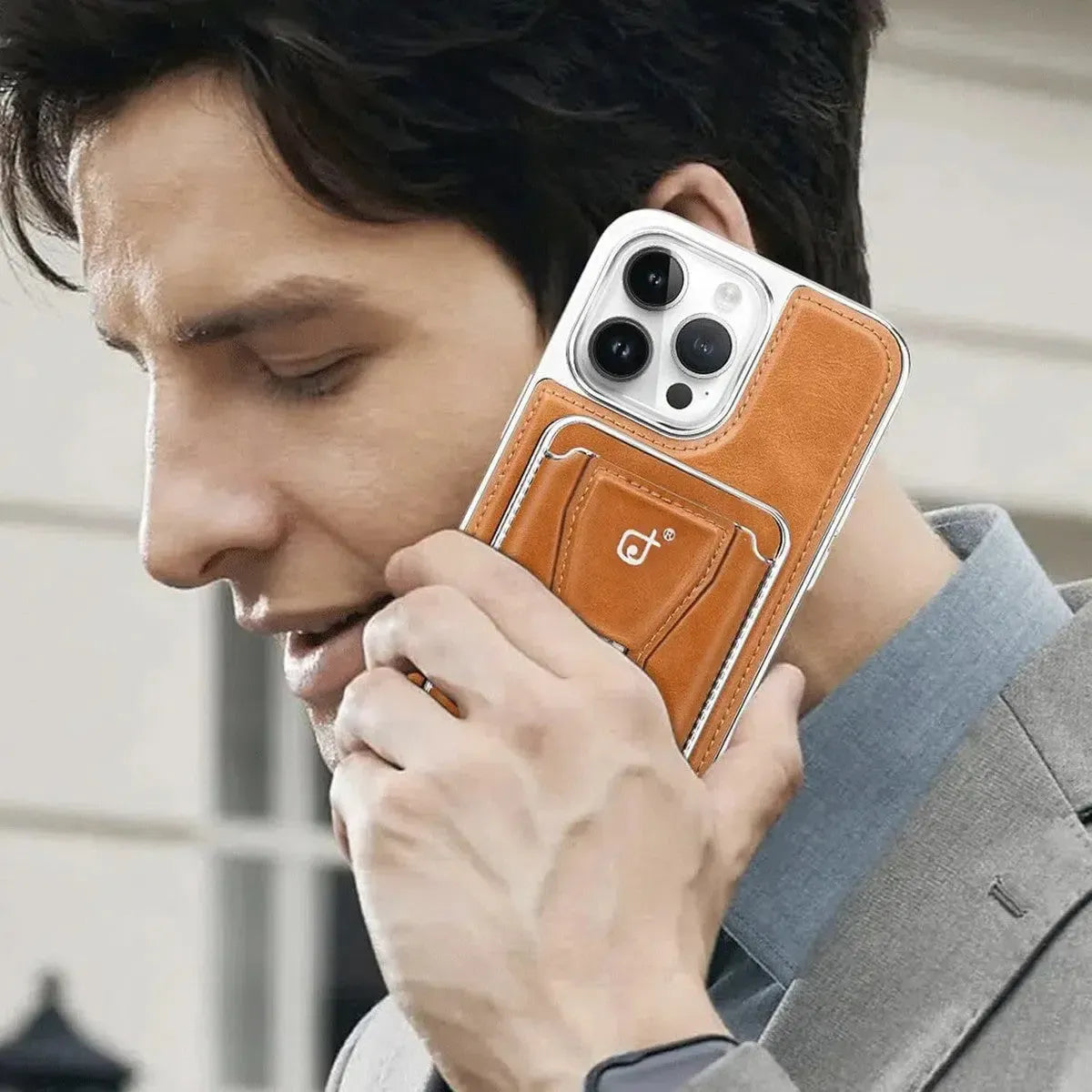 Geeignet für iPhone Kartenhalter Magnetische Business Leder Handyhülle