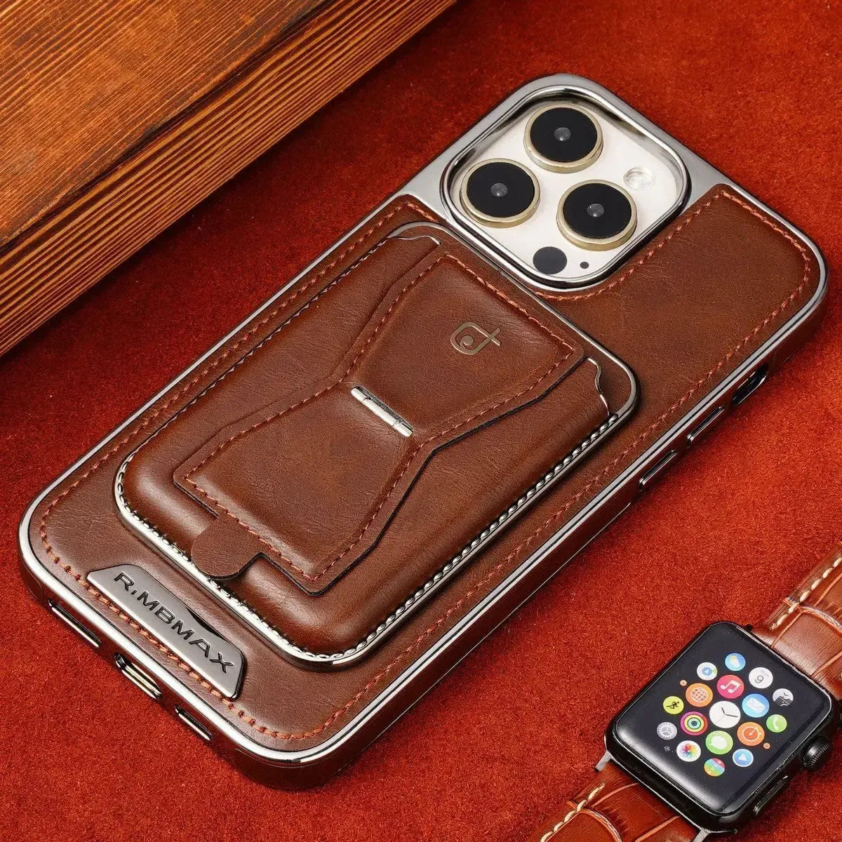 Geeignet für iPhone Kartenhalter Magnetische Business Leder Handyhülle